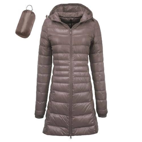 Leichte Daunenjacke Damen Lang Leichter Daunenmantel Damen Ultraleichte Daunenjacken Packbar Lange Leicht Daunen Steppjacke mit Kapuze Lightweißht Steppmantel Daunen Mantel von Generic