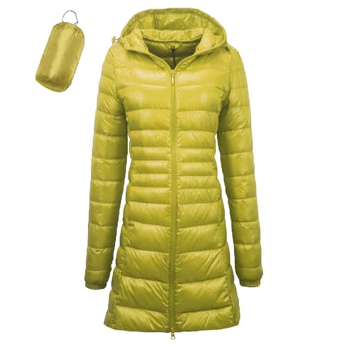 Leichte Daunenjacke Damen Lang Leichter Daunenmantel Damen Ultraleichte Daunenjacken Packbar Lange Leicht Daunen Steppjacke mit Kapuze Lightweißht Steppmantel Daunen Mantel von Generic