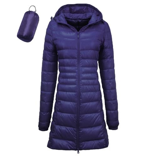 Leichte Daunenjacke Damen Lang Leichter Daunenmantel Damen Ultraleichte Daunenjacken Packbar Lange Leicht Daunen Steppjacke mit Kapuze Lightweißht Steppmantel Daunen Mantel von Generic