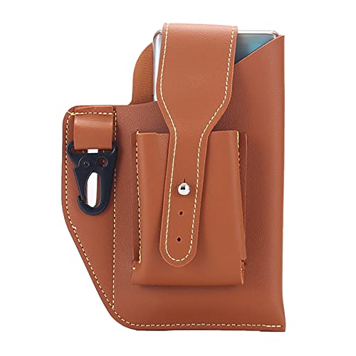 Leichte Hüfttasche Mode Geldbörse Tasche Einfarbig Haspe Kunstleder Neutral Brieftasche Telefon Taille Packs Tasche Jagd Taille Pack mit Handwärmer, braun, A von Generic