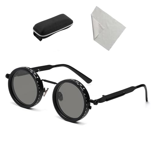 Leichte Metallverstellbare Tint Sonnenbrille 1-9 Zahnrad polarisierte runde Linsen mit ND-Filter, UV-Schutz für Außenwanderungen, Fahren, Fischen, Fischen Schwarz Leichte Metallverstellbare Tint Sonnenbrille 1-9 Zahnrad polarisierte runde Linsen mit ND-Filter, UV-Schutz für Außenwanderungen, Fahren, Fischen, Fischen Schwarz von Generic