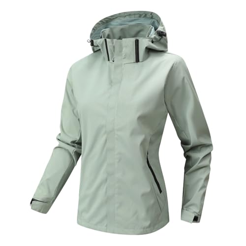 Leichte Regenjacke Damen Atmungsaktive Outdoor Jacke Wanderjacke Mit Kapuze Übergangsjacke Regenmantel Wetterfest Regenjacke Zum Wandern Reisen Treking Fahrrad Wind Und Regenjacke Damen von Generic