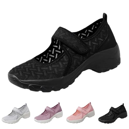 Leichte Schuhe Damen Walkingschuhe Leichte Flach Trekkingschuhe Breite Füße Weiche Sohle Mesh Turnschuhe Mit Klettverschluss Atmungsaktive Elegant Exquisit Freizeitschuhe von Generic