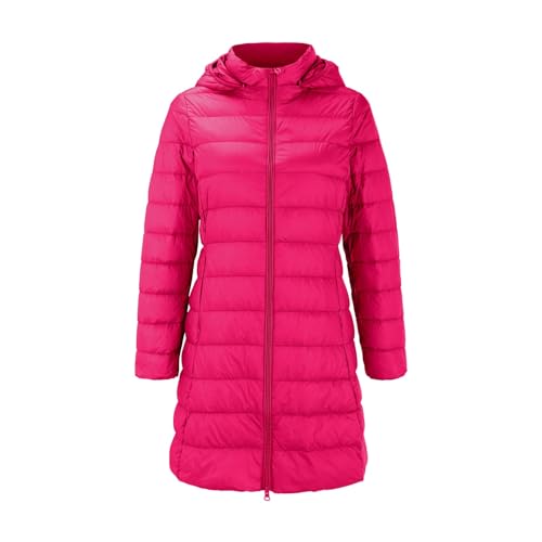 Leichte Steppjacke Damen Lang,Übergangsmantel Mit Abnehmbarer Kapuze Winddicht Warm Wintermantel Langarm Daunenjacke Daunenoptik Kapuzenjacke Slim Fit Puffer-Jacke Gesteppt Freizeitjacke von Generic