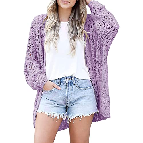 Leichter Cardigan Lang Damen Sommer - Leicht Dünn Strickjacke Knöpfen Langarm Spitze Elegant Strickjacken Strick Häkel Mantel Gehäkelt Strickmantel Festlich Gehäkelte Lange Jacke Baumwolle von Generic