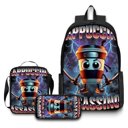 Leichter Kinderschulrucksack 3-teilig, italienische Brainrot Tung Tung Schultasche für Kinder, 17-Zoll-Tasche Satchel Stifttasche, geeignet für den täglichen Gebrauch auf dem Campus,Style5 Leichter Kinderschulrucksack 3-teilig, italienische Brainrot Tung Tung Schultasche für Kinder, 17-Zoll-Tasche Satchel Stifttasche, geeignet für den täglichen Gebrauch auf dem Campus,Style5 von Generic