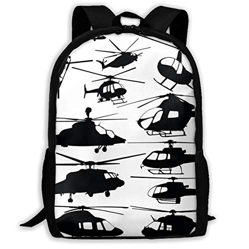 Leichter Laptoptasche Schwarzer Hubschrauber Wanderrucksack Moderner Tasche Für Geschenk, Freizeit, Job, 42X32X14Cm von Generic