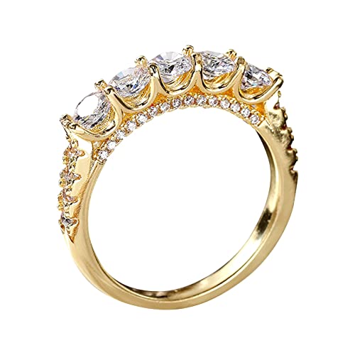 Leichter voller Damenring Ring Mode Zirkonia Luxus glänzende Stil Ringe Ringe Edelstahl Breit (Gold, 8) von Generic