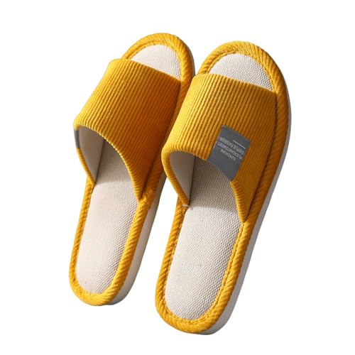 Leinen Hausschlappen Unisex Waschbar Gästehausschuhe Rutschfeste Hausschuhe Offener Zeh Baumwoll-Pantoffeln Bequeme von Generic