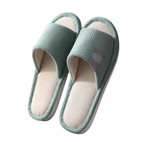 Leinen Hausschlappen Unisex Waschbar Gästehausschuhe Rutschfeste Hausschuhe Offener Zeh Baumwoll-Pantoffeln Bequeme von Generic