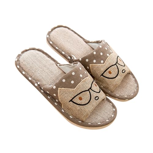 Leinen Hausschlappen Unisex Waschbar Gästehausschuhe Rutschfeste Hausschuhe Offener Zeh Baumwoll-Pantoffeln Bequeme von Generic