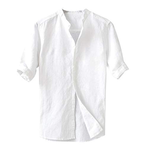 Leinen Hemd Herren Sommer Hemden Herren Sommerhemd mit Grandad-Kragen Freizeithemd Kurzarm Hemd Männer Lässiges Button Down Regular Fit Men Shirts Weiß 3XL Leinen Hemd Herren Sommer Hemden Herren Sommerhemd mit Grandad-Kragen Freizeithemd Kurzarm Hemd Männer Lässiges Button Down Regular Fit Men Shirts Weiß 3XL von Generic