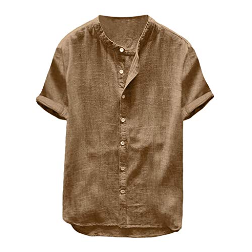 Leinen Hemden Herren Kurzarm Sleeve Shirts Streifen Stehkragenhemd Baumwolle Leinenhemd Sommershirt Button Down T-Shirt Freizeithemd Mit Brusttasche Strand Shirt Leinen Hemden Herren Kurzarm Sleeve Shirts Streifen Stehkragenhemd Baumwolle Leinenhemd Sommershirt Button Down T-Shirt Freizeithemd Mit Brusttasche Strand Shirt von Generic
