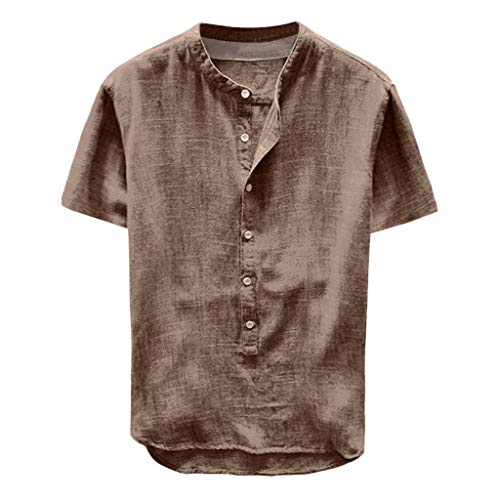 Leinen Hemden Herren Kurzarm Sleeve Shirts Streifen Stehkragenhemd Baumwolle Leinenhemd Sommershirt Button Down T-Shirt Freizeithemd Mit Brusttasche Strand Shirt Leinen Hemden Herren Kurzarm Sleeve Shirts Streifen Stehkragenhemd Baumwolle Leinenhemd Sommershirt Button Down T-Shirt Freizeithemd Mit Brusttasche Strand Shirt von Generic