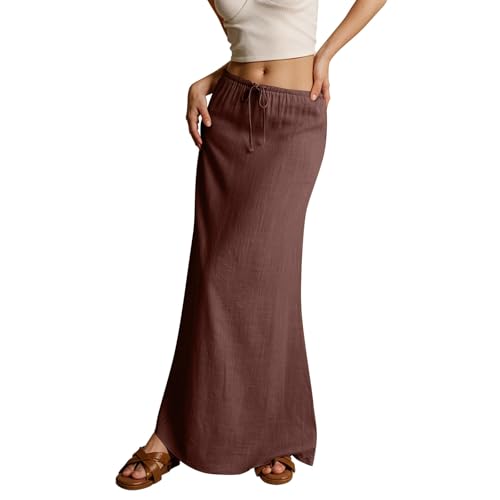 Leinen Rock Damen Lang Musselin Boho Sommerrock Elegant Strandrock Einfarbig Kordelzug Maxirock Große Größen Freizeitrock Hohe Taille A-Linie Bequeme Faltenrock Sommer Röcke Leinen Rock Damen Lang Musselin Boho Sommerrock Elegant Strandrock Einfarbig Kordelzug Maxirock Große Größen Freizeitrock Hohe Taille A-Linie Bequeme Faltenrock Sommer Röcke von Generic