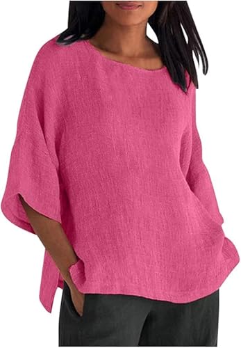 Leinen Shirts Damen Elegant Einfarbig Sommer T-Shirts Musselin Bluse 3/4 Arm Elegant Leinenhemd Langarmshirt Basic Kurzarm Oberteile Baumwolle Lässig Tunika Frau Große Größen Oberteil Casual Tshirt Leinen Shirts Damen Elegant Einfarbig Sommer T-Shirts Musselin Bluse 3/4 Arm Elegant Leinenhemd Langarmshirt Basic Kurzarm Oberteile Baumwolle Lässig Tunika Frau Große Größen Oberteil Casual Tshirt von Generic