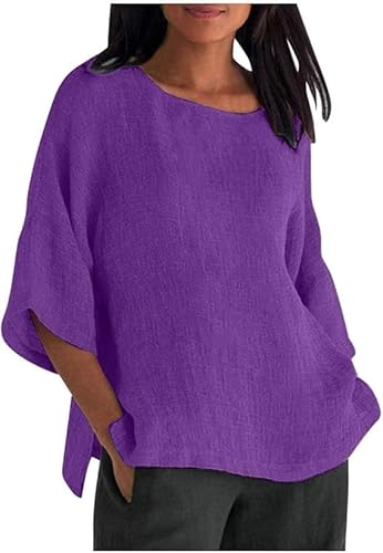 Leinen Shirts Damen Elegant Einfarbig Sommer T-Shirts Musselin Bluse 3/4 Arm Elegant Leinenhemd Langarmshirt Basic Kurzarm Oberteile Baumwolle Lässig Tunika Frau Große Größen Oberteil Casual Tshirt Leinen Shirts Damen Elegant Einfarbig Sommer T-Shirts Musselin Bluse 3/4 Arm Elegant Leinenhemd Langarmshirt Basic Kurzarm Oberteile Baumwolle Lässig Tunika Frau Große Größen Oberteil Casual Tshirt von Generic