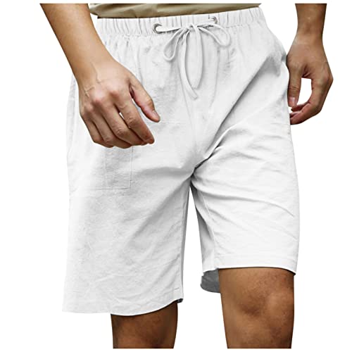 Leinen Shorts Herren Sommer Dünner Stoff Atmungsaktiv Leinen Hose Herren Kurz Strand Shorts Herren Dünn Schnelltrocknend Herren-Shorts Sport Freizeitshorts Herren Leinen Kurze Hosen mit Kordel von Generic