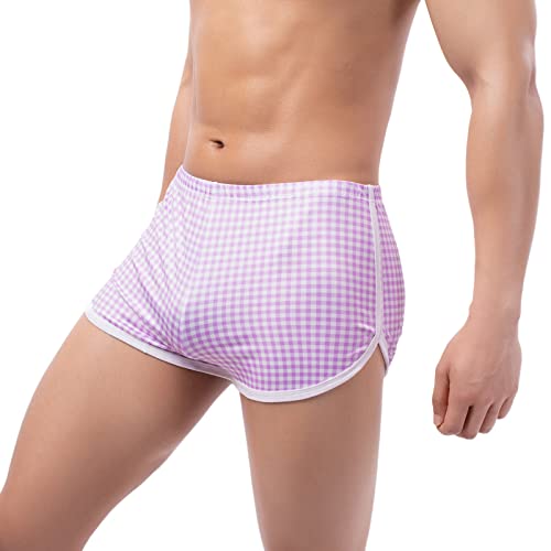 Leinen Unterwäsche Herren Atmungsaktive Unterwäsche mit kariertem Druck für Männer, Bequeme Boxershorts Hosen von Generic