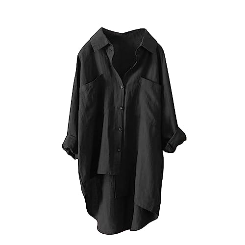 Leinenbluse Damen Revers Button Down Shirt Musselin Bluse Einfarbig Hemd Langarm/Kurz Ärmel Oberteile Sommer Basic Tunika Große Größen Tops Baumwolle Leinen T-Shirt Leichte Hemdbluse Leinenhemd Leinenbluse Damen Revers Button Down Shirt Musselin Bluse Einfarbig Hemd Langarm/Kurz Ärmel Oberteile Sommer Basic Tunika Große Größen Tops Baumwolle Leinen T-Shirt Leichte Hemdbluse Leinenhemd von Generic