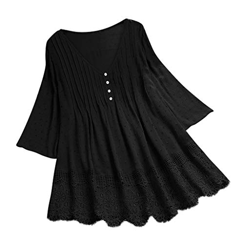 Leinenbluse Damen Sommer Kurzarm Oversize Oberteile Lang Tunika Longshirt Grosse Grössen Leinentunika Leinenoberteile Leinenbluse Vintage Druck Tshirt Lose Elegant Pullover T Shirts Tops, Schwarz, M von Generic