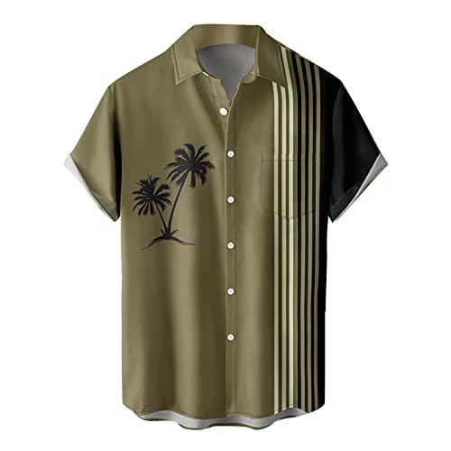 Leinenhemd Herren Hemden Kurzarm Freizeithemd Funky Hawaii Hemd Lässig Button Down Lässig Button Down Sommerhemde Locker Henley Shirt Strand Atmungsaktives Kurzarmhemd Männer von Generic