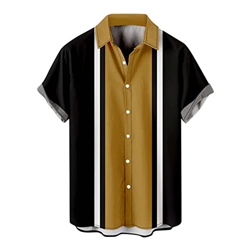 Leinenhemd Herren Hemden Kurzarm Freizeithemd Funky Hawaii Hemd Lässig Button Down Lässig Button Down Sommerhemde Locker Henley Shirt Strand Atmungsaktives Kurzarmhemd Männer von Generic
