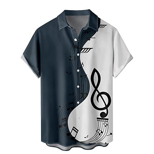 Leinenhemd Herren Hemden Kurzarm Freizeithemd Funky Hawaii Hemd Lässig Button Down Lässig Button Down Sommerhemde Locker Henley Shirt Strand Atmungsaktives Kurzarmhemd Männer von Generic