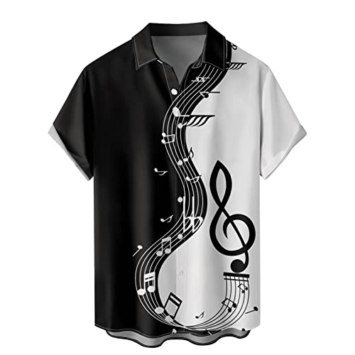 Leinenhemd Herren Hemden Kurzarm Freizeithemd Funky Hawaii Hemd Lässig Button Down Lässig Button Down Sommerhemde Locker Henley Shirt Strand Atmungsaktives Kurzarmhemd Männer von Generic