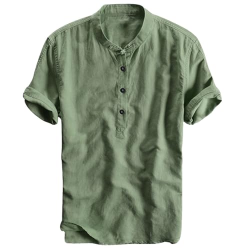 Leinenhemd Herren Kurzarm Hemd Männer Sommerhemd Regular Fit Freizeithemd Top Shirts Sommer von Generic