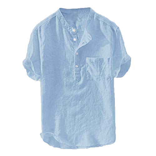Leinenhemd Herren Kurzarm Hemden Henley Shirt Sommer Hemd Baumwolle Leinen Freizeithemd Leinenhemd Sommerhemd Herrenhemden Wanderhemd Regular Fit Trachtenhemd Blau 5XL Leinenhemd Herren Kurzarm Hemden Henley Shirt Sommer Hemd Baumwolle Leinen Freizeithemd Leinenhemd Sommerhemd Herrenhemden Wanderhemd Regular Fit Trachtenhemd Blau 5XL von Generic