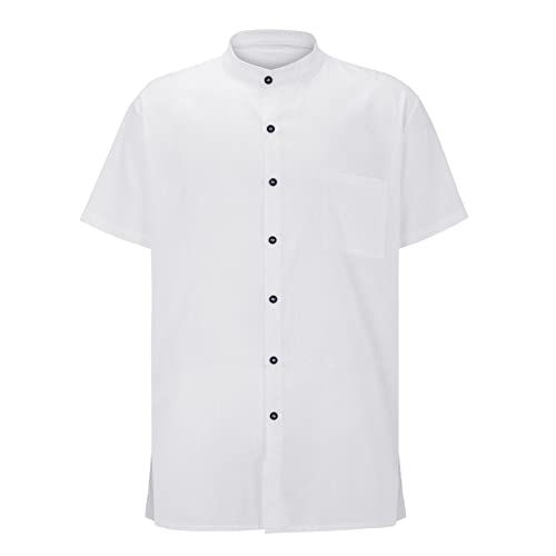 Leinenhemd Herren Kurzarm Kurzarmhemd Sommer Hemd Shirt Sommerhemd Freizeithemd Hemd Sommer Herren Baumwolle Leinen Sommerhemd Sommer T-Shirt Strandhemd Beach Button Down Shirts von Generic
