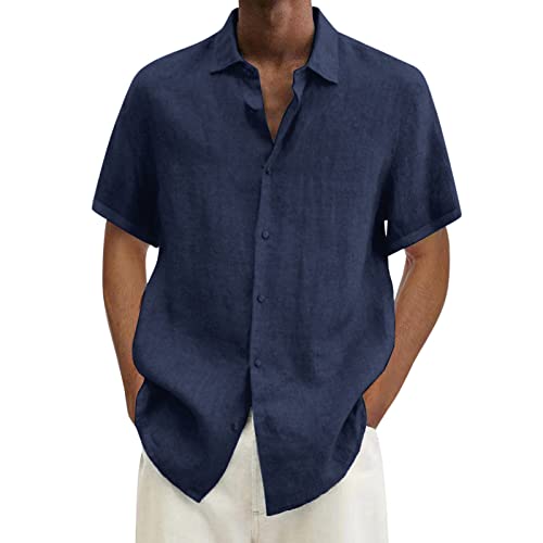 Leinenhemd Herren Kurzarm Sommer Shirts Mode Dashing Lässige Hemd Kariertes Einfarbige Freizeithemd Leicht Luftig Strandhemd Geteilter Saum Kläppchenkragen Casual Hemden Mit Knopfleiste Brusttasche Leinenhemd Herren Kurzarm Sommer Shirts Mode Dashing Lässige Hemd Kariertes Einfarbige Freizeithemd Leicht Luftig Strandhemd Geteilter Saum Kläppchenkragen Casual Hemden Mit Knopfleiste Brusttasche von Generic