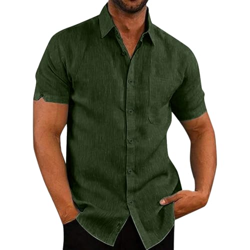 Leinenhemd Herren Kurzarm Sommerhemd Männer Button Down Shirt Freizeithemden für Herren mit Brusttasche Strandhemd Casual Urlaub Grün Leinenhemd Herren Kurzarm Sommerhemd Männer Button Down Shirt Freizeithemden für Herren mit Brusttasche Strandhemd Casual Urlaub Grün von Generic