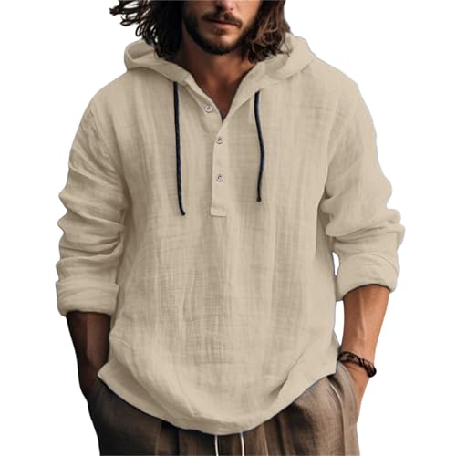 Leinenhemd Herren Langarm Baumwolle Leinen Hoodie Einfarbig Hoody Oberteile Knopfleiste Langarm Hemd mit Kapuze Modische Langarmshirt Sommerhemd Shirt Leichte Bequem Freizeithemden Leinenhemd Herren Langarm Baumwolle Leinen Hoodie Einfarbig Hoody Oberteile Knopfleiste Langarm Hemd mit Kapuze Modische Langarmshirt Sommerhemd Shirt Leichte Bequem Freizeithemden von Generic