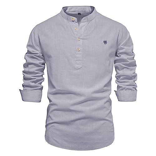 Leinenhemd Mit Stehkragen Herren Basic Leinen Henley Hemd Frühling Sommer Langarmhemd Button Down Shirts Regular Fit Freizeithemd Shirts Bequem Atmungsaktive Leinenhemd Mit Stehkragen Herren Basic Leinen Henley Hemd Frühling Sommer Langarmhemd Button Down Shirts Regular Fit Freizeithemd Shirts Bequem Atmungsaktive von Generic