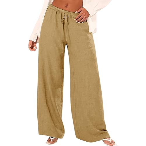Leinenhose Damen Baggy Leicht - Leinen Sommerhose Loose Freizeithose High Waist Stoffhose Stretch Yogahose Casual Einfarbig Schlupfhose Jogginghose Straight Bein Hosen Mit Taschen Leinenhose Damen Baggy Leicht - Leinen Sommerhose Loose Freizeithose High Waist Stoffhose Stretch Yogahose Casual Einfarbig Schlupfhose Jogginghose Straight Bein Hosen Mit Taschen von Generic