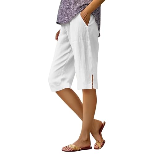 Leinenhose Damen Baumwolle Sommerhose 7/8 Einfarbig Strandhose, Yogahose Casual Wide Leg Pants, Elegant Geschnitten Weites Bein Gerade Stoffhose Mit Taschen Atmungsaktive Freizeithose Leinenhose Damen Baumwolle Sommerhose 7/8 Einfarbig Strandhose, Yogahose Casual Wide Leg Pants, Elegant Geschnitten Weites Bein Gerade Stoffhose Mit Taschen Atmungsaktive Freizeithose von Generic