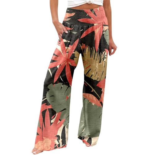 Leinenhose Damen Lang Boho Hosen Damen Elegante Blumen Druck Freizeithose Hohe Taille Palazzo Hosen mit Tunnelzug und Taschen Leicht Luftig Strandhose Böhmischer Stil Yogahose Leinenhose Damen Lang Boho Hosen Damen Elegante Blumen Druck Freizeithose Hohe Taille Palazzo Hosen mit Tunnelzug und Taschen Leicht Luftig Strandhose Böhmischer Stil Yogahose von Generic