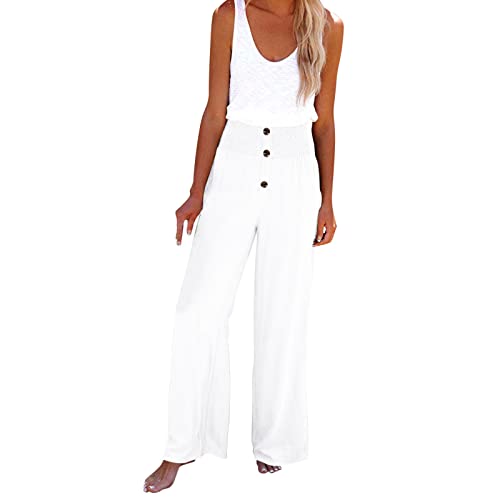 Leinenhose Damen Lang Casual Leicht Stretch Sommerhose Lang Hose Plissee Atmungsaktive Haremshose Bequemer Luftige Bequeme Baggy Kordelzug Lässige Leinen Baumwolle Weite Lose von Generic