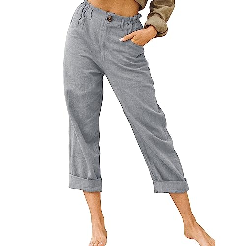 Leinenhose Damen Sommer Capri Sommerhose Damen Leicht Stoffhose Leinenhosen aus Baumwolle Damen Elegant Schlanke Chino Hose Damenhosen Schlupfhose Mit Gummizug Freizeithose Leinenhose Damen Sommer Capri Sommerhose Damen Leicht Stoffhose Leinenhosen aus Baumwolle Damen Elegant Schlanke Chino Hose Damenhosen Schlupfhose Mit Gummizug Freizeithose von Generic