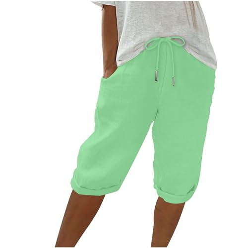 Leinenhose Damen Sommer Knielang Kurze Hosen Einfarbig Leicht und Luftig Leinenhose 3/4 Hohe Taille Locker Caprihose Mit Kordelzug Strandhose Bequeme Freizeithose Stoffhose Pants 3/4 Leinen Shorts Leinenhose Damen Sommer Knielang Kurze Hosen Einfarbig Leicht und Luftig Leinenhose 3/4 Hohe Taille Locker Caprihose Mit Kordelzug Strandhose Bequeme Freizeithose Stoffhose Pants 3/4 Leinen Shorts von Generic