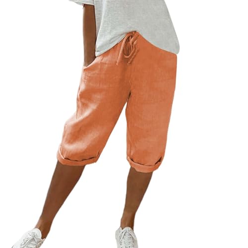 Leinenhose Damen Sommer Knielang Kurze Hosen Einfarbig Leicht und Luftig Leinenhose 3/4 Hohe Taille Locker Caprihose Mit Kordelzug Strandhose Bequeme Freizeithose Stoffhose Pants 3/4 Leinen Shorts Leinenhose Damen Sommer Knielang Kurze Hosen Einfarbig Leicht und Luftig Leinenhose 3/4 Hohe Taille Locker Caprihose Mit Kordelzug Strandhose Bequeme Freizeithose Stoffhose Pants 3/4 Leinen Shorts von Generic