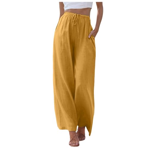 Leinenhose Damen Sommer Lang Lose Fit Sommerhose mit Tunnelzug Leicht Atmungsaktive Palazzo Hose Hohe Taille Weite Bein Freiziethose Einfarbig Leinen Hosen Strandhose Yogahose Leinenhose Damen Sommer Lang Lose Fit Sommerhose mit Tunnelzug Leicht Atmungsaktive Palazzo Hose Hohe Taille Weite Bein Freiziethose Einfarbig Leinen Hosen Strandhose Yogahose von Generic