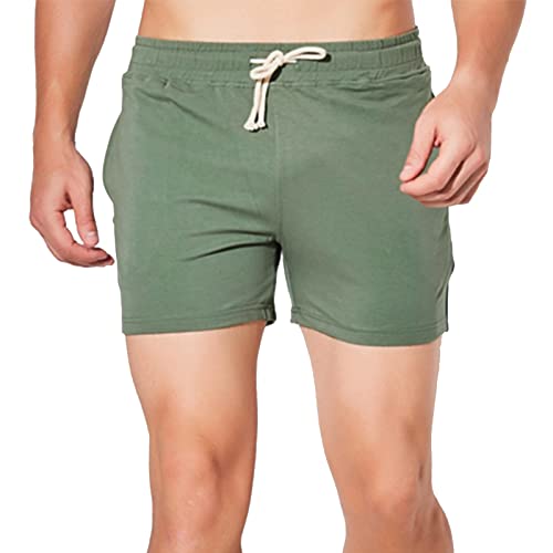 Leinenhose Herren Kruz Bund Gürtel Lässig Loose Sommerhose Short Vintage Baumwolle und Leinen Regular Strandhose mit Taschen Leichte Kurze Hose Arbeitshosen Freizeithose von Generic