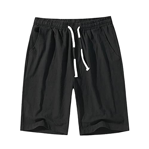 Leinenhose Herren Kruz Freizeithose Leichte Stoffhose Kurze Hosen Baumwolle und Leinen Gürtel Vintage mit Taschen Shorts Arbeitshosen Strandhose Regular Chino Loose Sommerhose von Generic