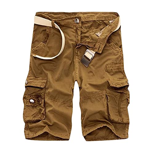 Leinenhose Herren Kruz Gürtel Strandhose Kurze Hose Vintage mit Taschen Loose Sommerhose Leichte Stoffhose Junge Kordelzug Short Baumwolle und Leinen Freizeithose Regular Chino von Generic