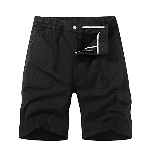 Leinenhose Herren Kruz Kurze Hose Leichte Loose Sommerhose Vintage Lässig Bund mit Taschen Freizeithose Short Regular Gürtel Baumwolle und Leinen Arbeitshosen Strandhose von Generic