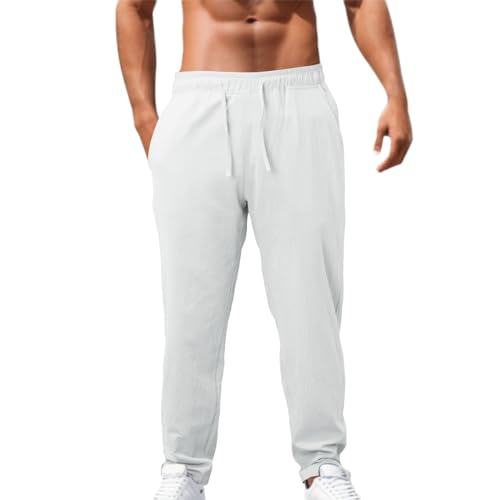 Leinenhosen Herren Lang Leicht Sommerhose Loose Fit Standhosen Männer Einfarbig Freizeithose 2025 Sommer Bequeme Hose mit Kordelzug für Urlaub Strand Alltag Leinenhosen Herren Lang Leicht Sommerhose Loose Fit Standhosen Männer Einfarbig Freizeithose 2025 Sommer Bequeme Hose mit Kordelzug für Urlaub Strand Alltag von Generic