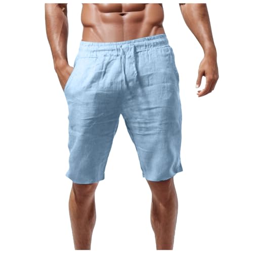 Generic Leinenhosen Herren Lang Leicht Sommerhose Loose Fit Standhosen Männer Einfarbig Freizeithose 2024 Sommer Bequeme Hose für Urlaub Strand Alltag von Generic